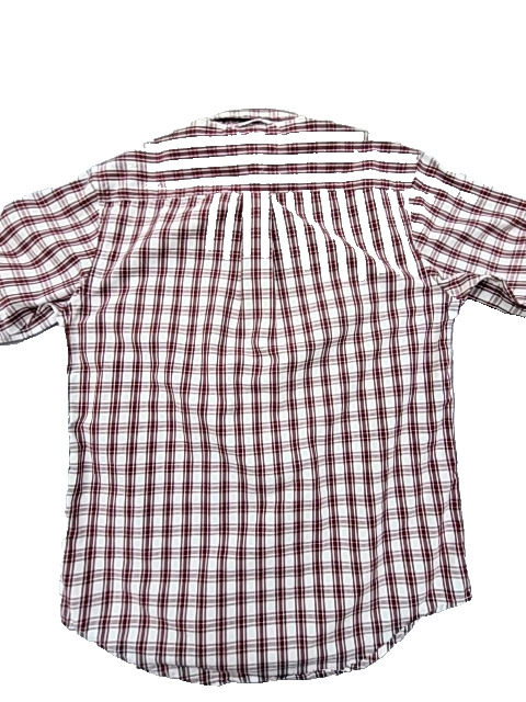 Tommy Hilfiger Men's Red White Plaid Long Sleeve Button-Down Shirt P/S