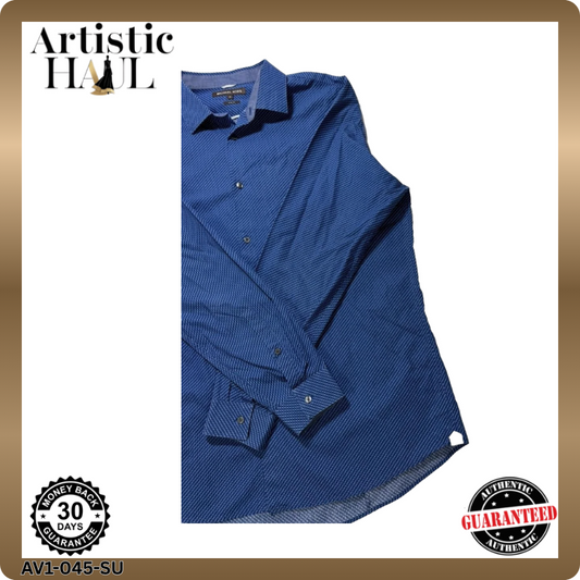 Michael Kors Men's Blue Shirt – Size XL, Slim Fit, Long Sleeve – Ref 7F163