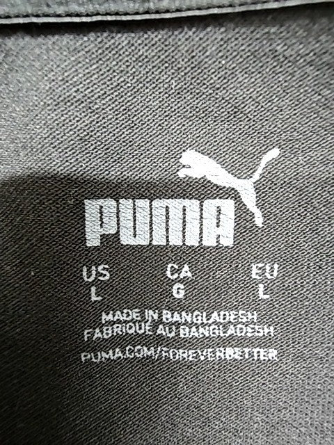 PUMA Black Short Sleeve Polo Shirt Men's L Regular Fit Button