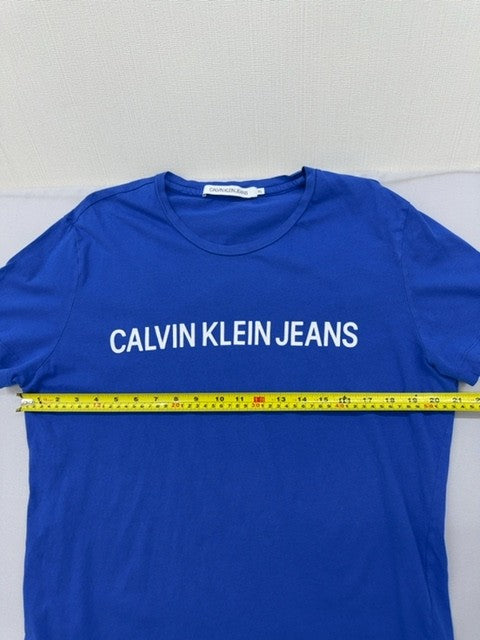Calvin Klein Jeans Men's XL Blue Cotton Short Sleeve Crewneck T-Shirt