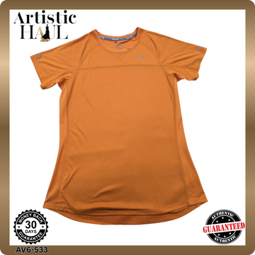 Nike Men's L Orange Dri-FIT Running Short Sleeve T-Shirt