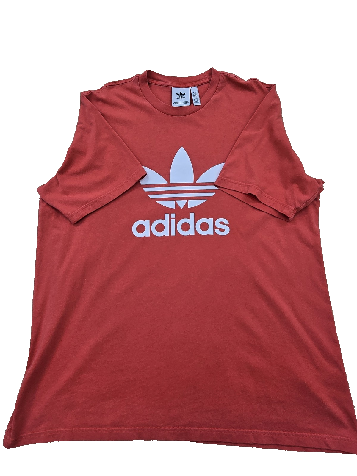 Adidas Men's Red T-Shirt Large Cotton Crew Neck 3 Stripes