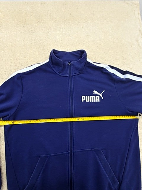 Puma Vintage Navy Blue Track Jacket XL Men Full Zip White Stripes