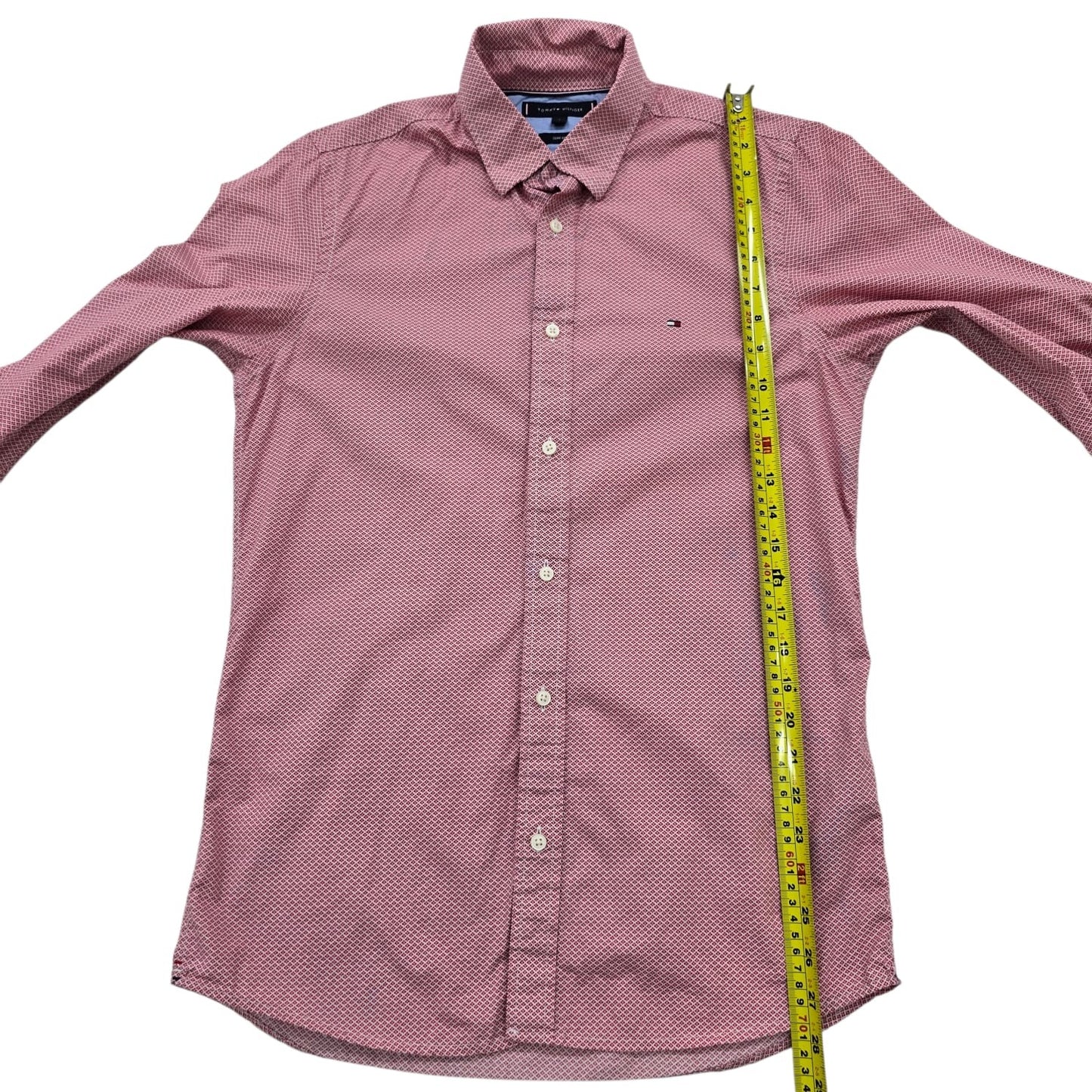 Tommy Hilfiger Men's Pink Slim Fit Long Sleeve Shirt Size S