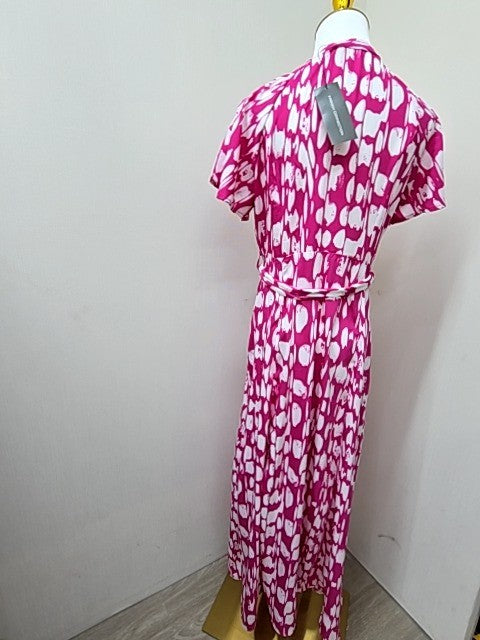 French Connection Pink Polka Dot Wrap Midi Dress Size B