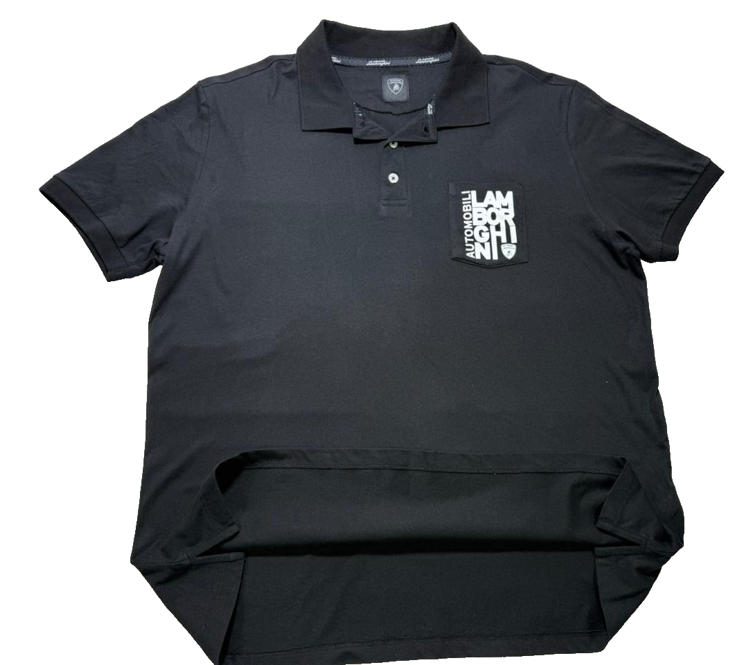 Lamborghini Men's Polo Shirt Black Size XL Premium Style