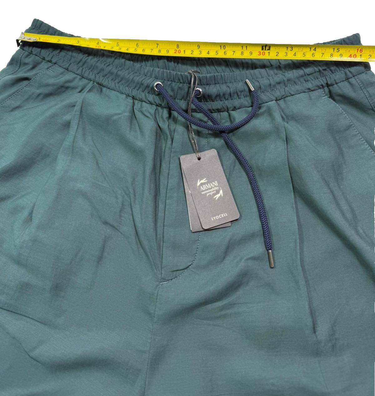 BNWT Giorgio Armani Men's Dark Green Drawstring Bermuda - Size 52