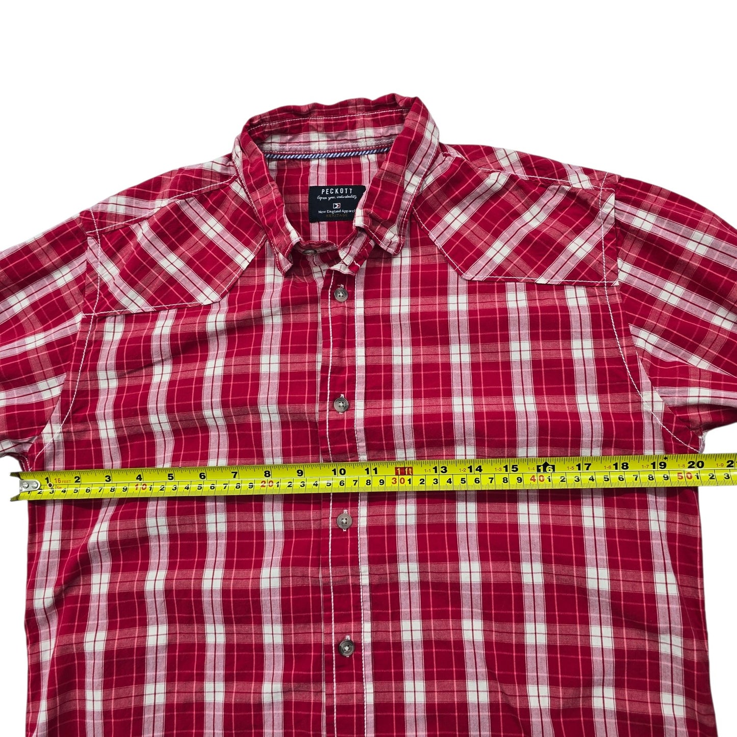 Peckott Heritage Plaid Long Sleeve Button-Up Shirt M Red/White