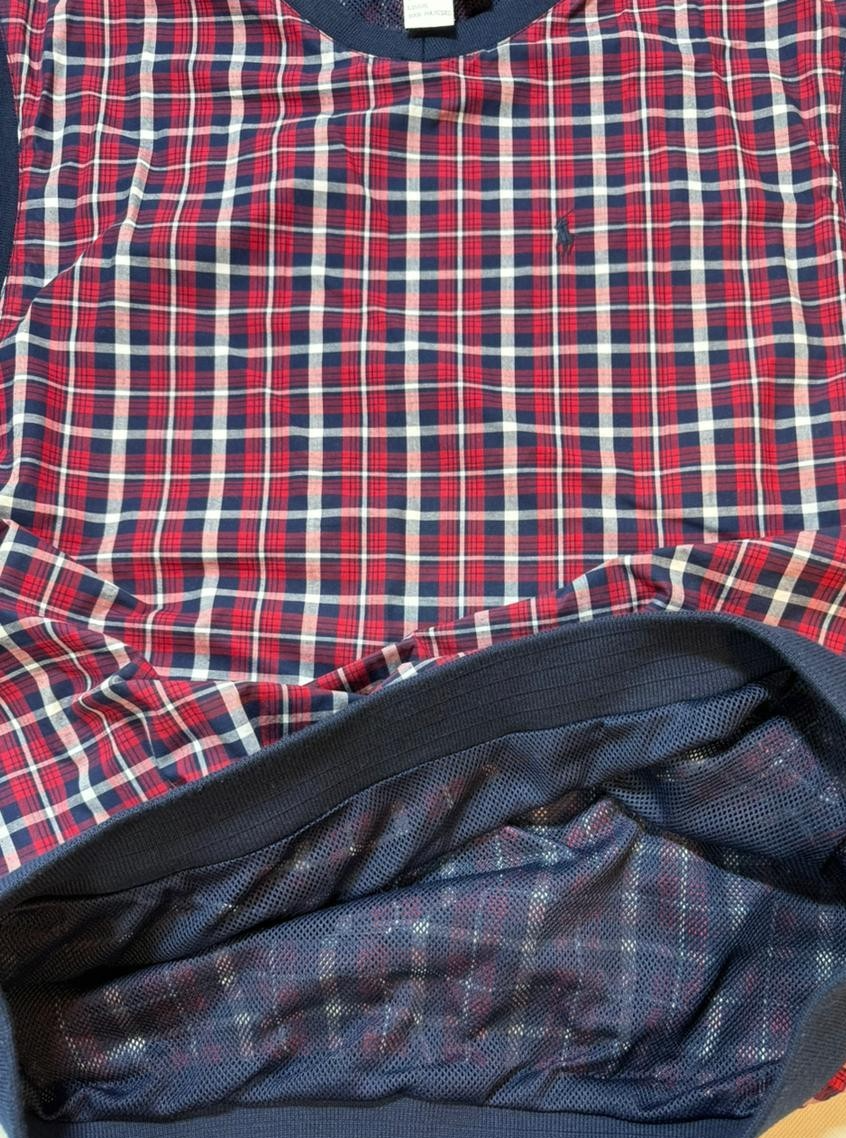 Polo Golf Ralph Lauren Men's Plaid Sleeveless Vest Red Navy Check L