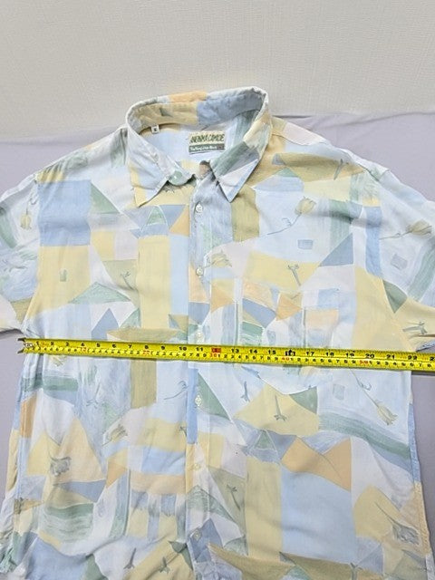 Anonima Camicie Men's Multicolor Geometric Short Sleeve Shirt XL