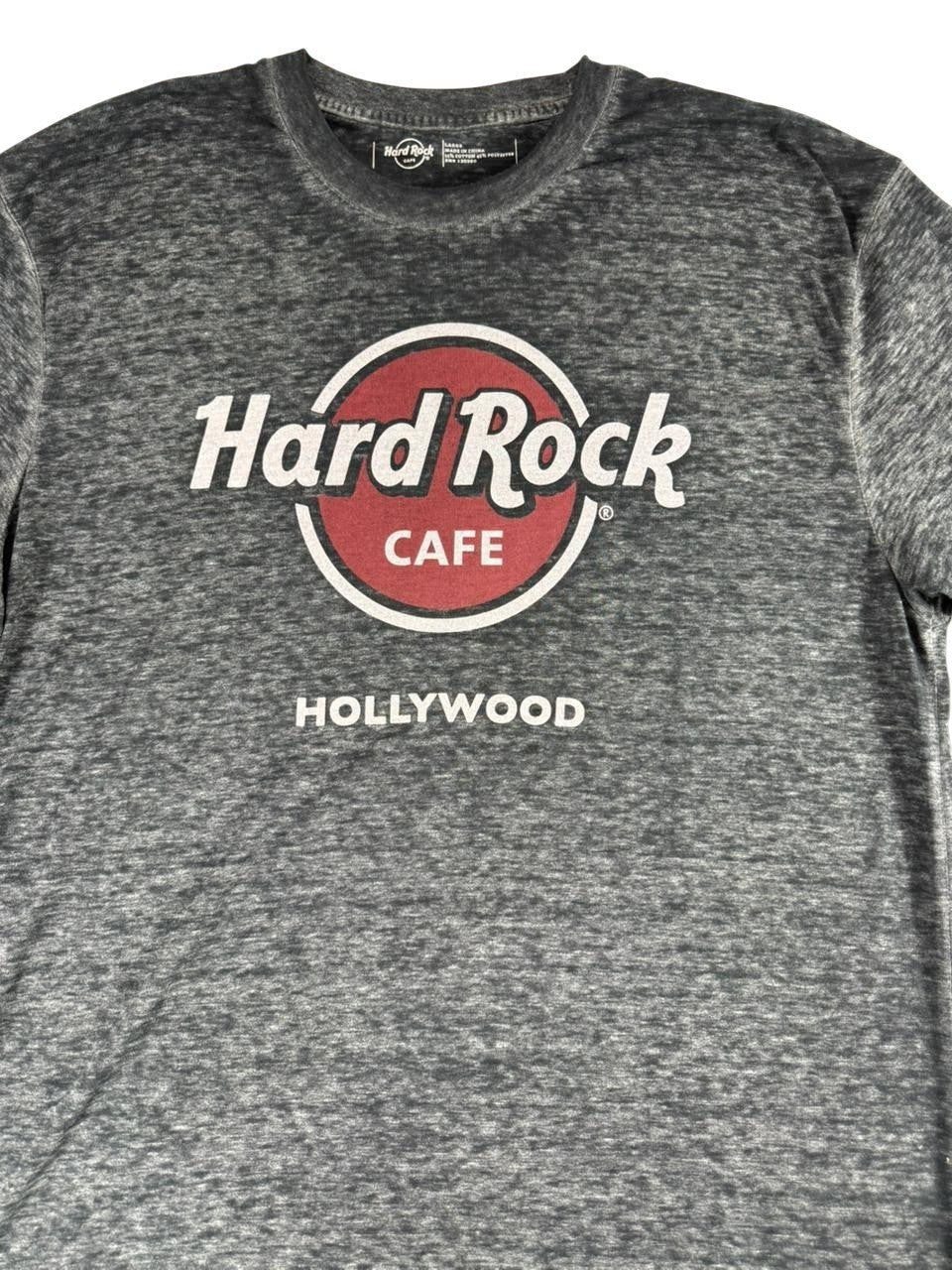 Hard Rock Cafe Hollywood T-Shirt Men's Size Large Gray Graphic Short Sleeve