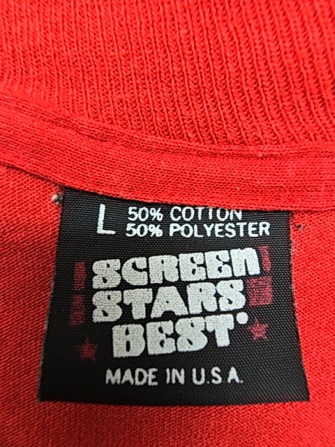 Brew N Stars Men Red Graphic Print T-Shirt Size L Crew Neck