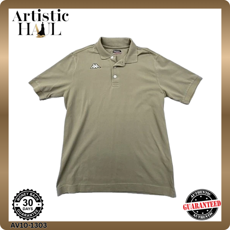 Kappa Men's Khaki Polo Shirt Size M Short Sleeve Cotton Pique