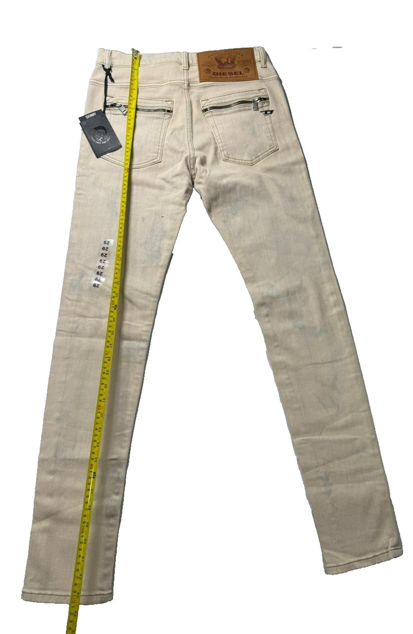 Diesel D-Amny Biker Skinny Jeans Beige Design Denim Pant | Men's | Size 30