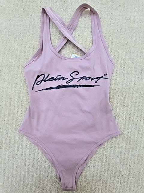 Plein Sport Women's Lavender Bodysuit S Cross-Back Cotton S