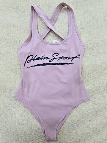 Plein Sport Women's Lavender Bodysuit S Cross-Back Cotton S