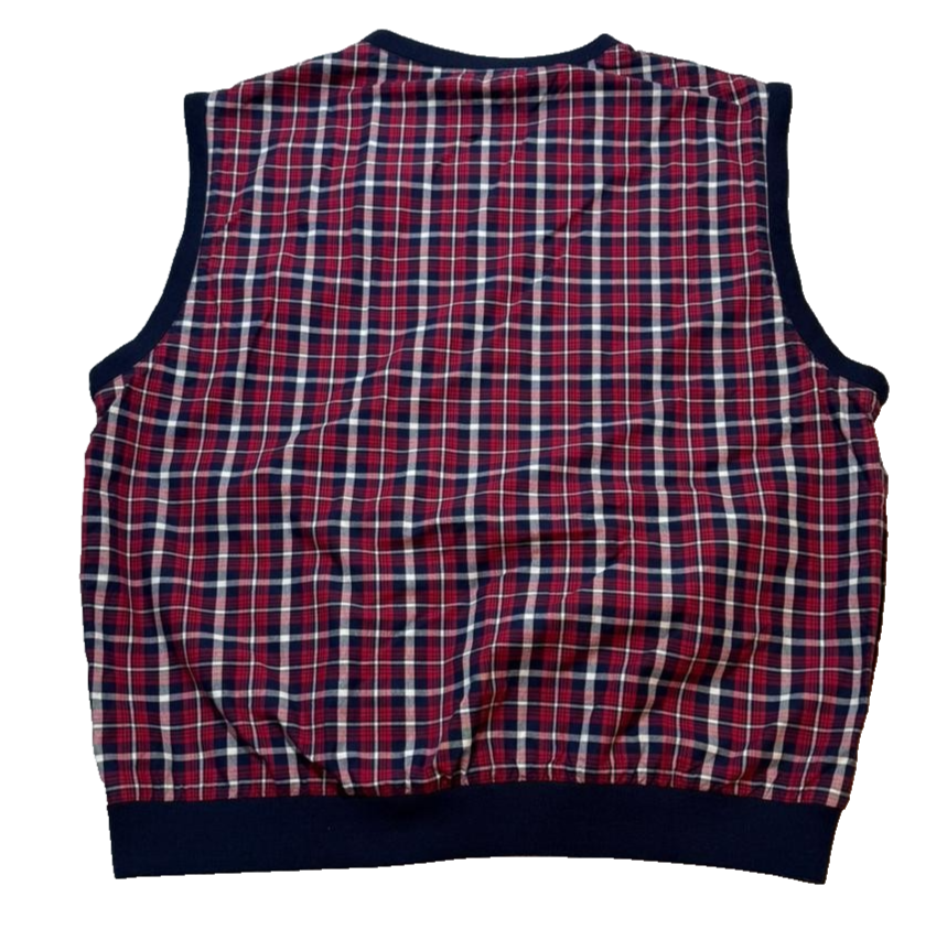 Polo Golf Ralph Lauren Men's Plaid Sleeveless Vest Red Navy Check L