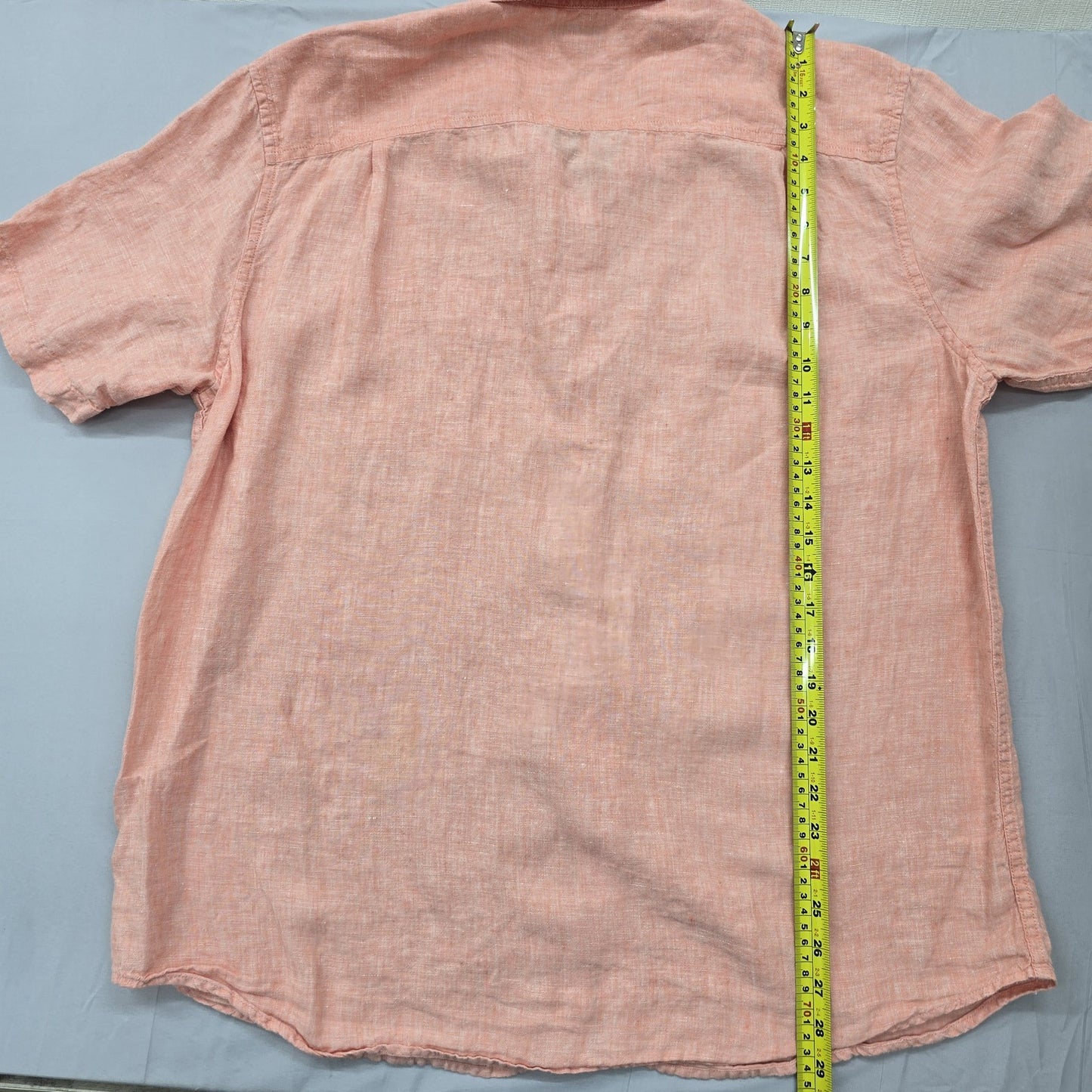 L.L.Bean Men's Peach Linen Short Sleeve Button-Down Shirt Size L