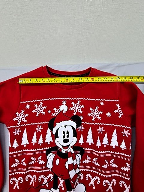Disney Mickey Mouse Red Christmas Crewneck Sweater S Snowflakes