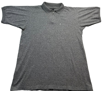 Champion Men's XL Heather Gray Quarter-Zip Polo Shirt - Vintage Style