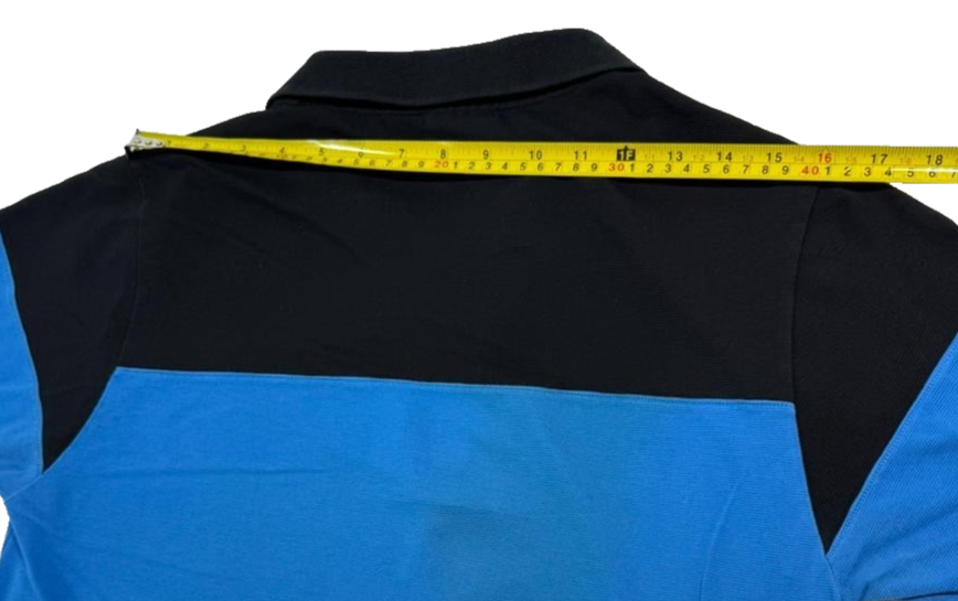 Lacoste Men's Block Stripe Black Blue White Polo Shirt Short Sleeve Size 4