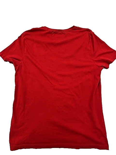 Tommy Hilfiger Men's Red Striped Organic Cotton T-Shirt L Crewneck