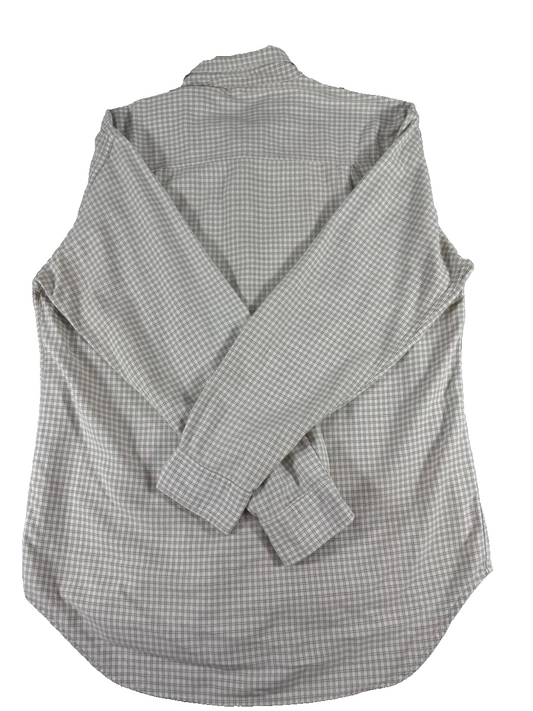 Dickies Men's Button Up Shirt Large L Grey Check Long Sleeve Workwear