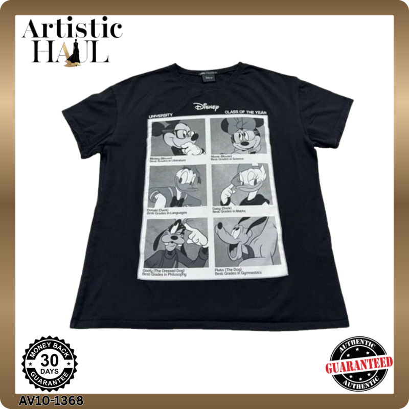 Zara Unisex Disney Mickey Mouse Black Cotton T-Shirt Size M