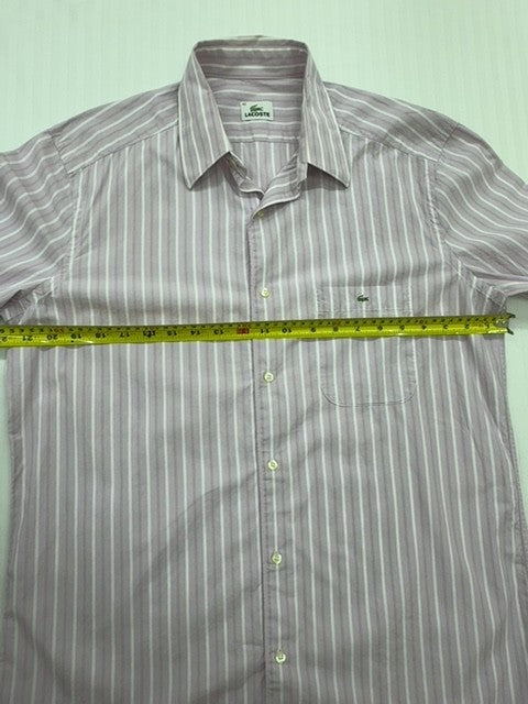 Lacoste Men's Gray Striped Cotton Button-Down Size 42 Vintage