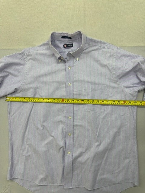 Chaps Light Blue XL 17-17.5" Dress Shirt Wrinkle Free Stretch Cotton Long Sleeve