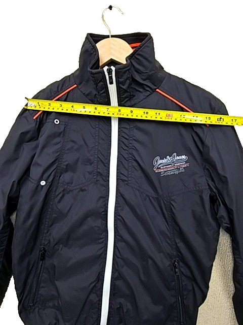 Jack & Jones Navy Bomber Jacket M Nylon Orange Piping Strength First