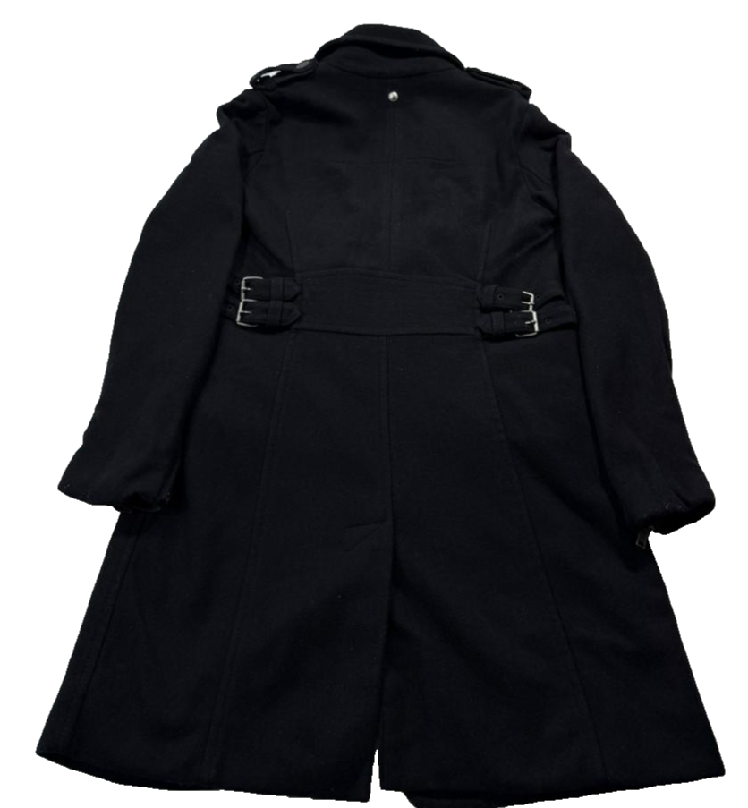 Diesel Black Double Breasted Coat With Pockets And Button Details Size S Unisex