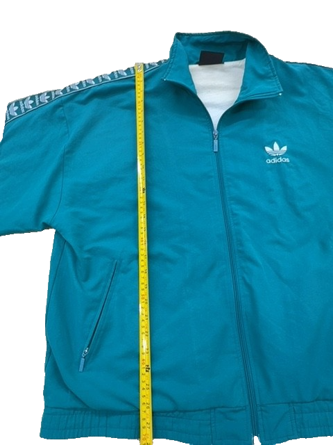 Adidas Unisex Track Jacket Turquoise Three Stripe Retro Nylon D8 F192