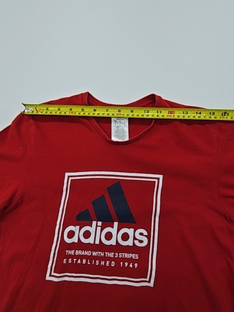 Adidas Men Red Logo Graphic T-Shirt Size S Regular Cotton Jersey