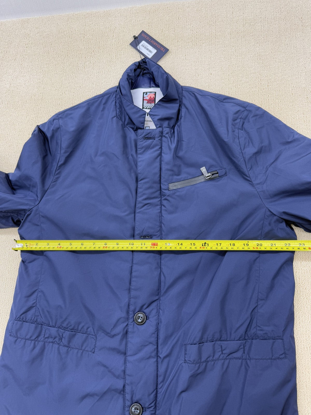 Trussardi Jeans Navy Nylon Overcoat 52S Men Winter Travel
