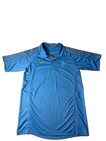 Adidas Men's Medium Polo Shirt Blue ClimaCool Sports Football Top