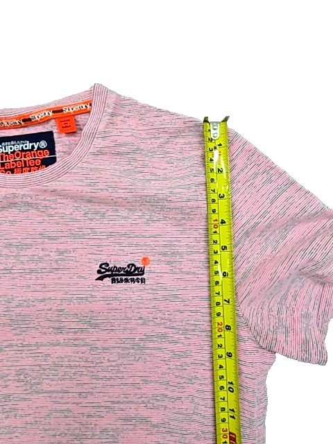 Superdry Men's Pink Space Dye Slim T-Shirt Large Orange Label