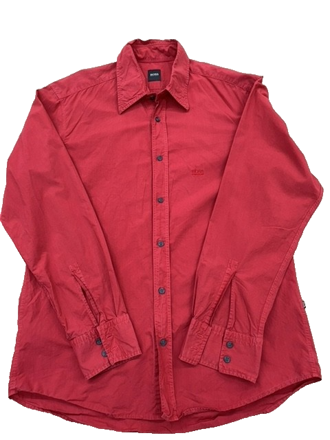 Hugo Boss Men's Red Shirt – Size L, Slim Fit, Long Sleeve