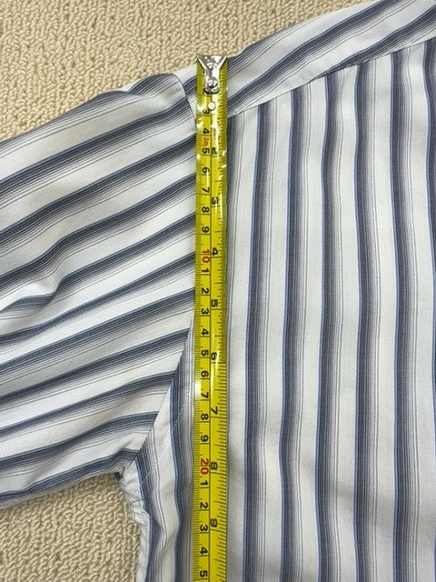 Lacoste Blue White Striped Button Down Long Sleeve Men's Sz 41 Regular