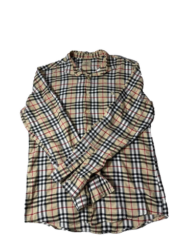 Burberry London Mens XL Check Button Down Shirt Long Sleeve Classic