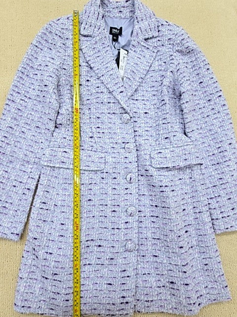 Only Women's Purple Tweed Blazer Button Up Long Sleeve Size M