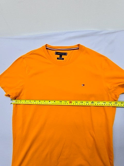 Tommy Hilfiger Men's Orange V-Neck T-Shirt Size L Organic Cotton
