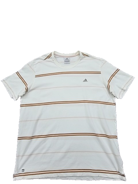 Adidas Originals Men's White T-Shirt – Size XL, Relaxed Fit, Striped