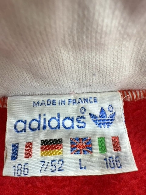 Adidas Red Vintage Track Jacket Men's L Full Zip France Cotton Poly