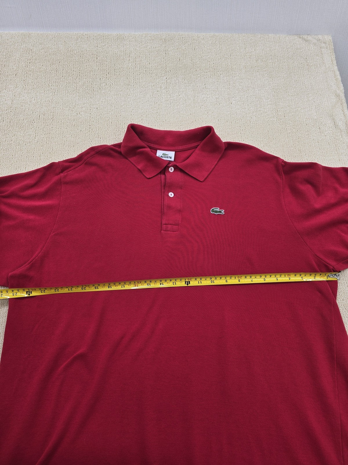 Lacoste Red Men's Short Sleeve Polo Shirt Size 8 Croc Logo Pique