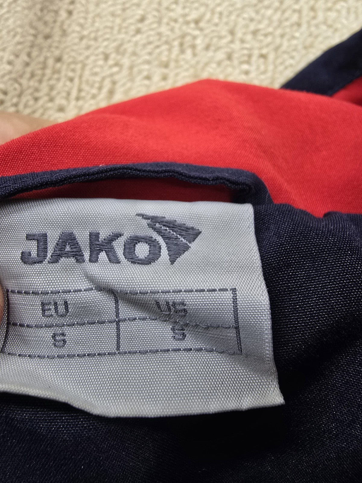 Jako Navy Red Performance Team Jacket Size S Zip-up Stand Collar