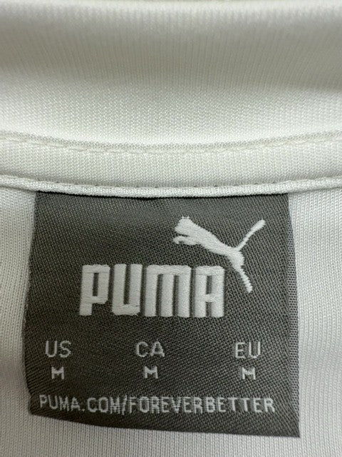 Puma Check24 White Striped Sports Jersey Men M Short Sleeve 2024