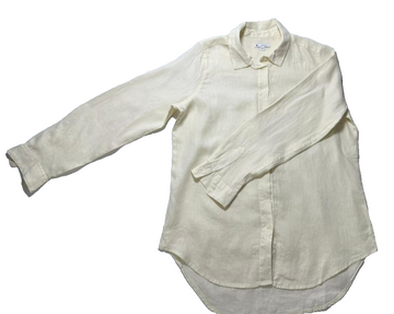 Target Woman Linen Button Up Shirt 10 Pastel Yellow Relaxed High Low Hem