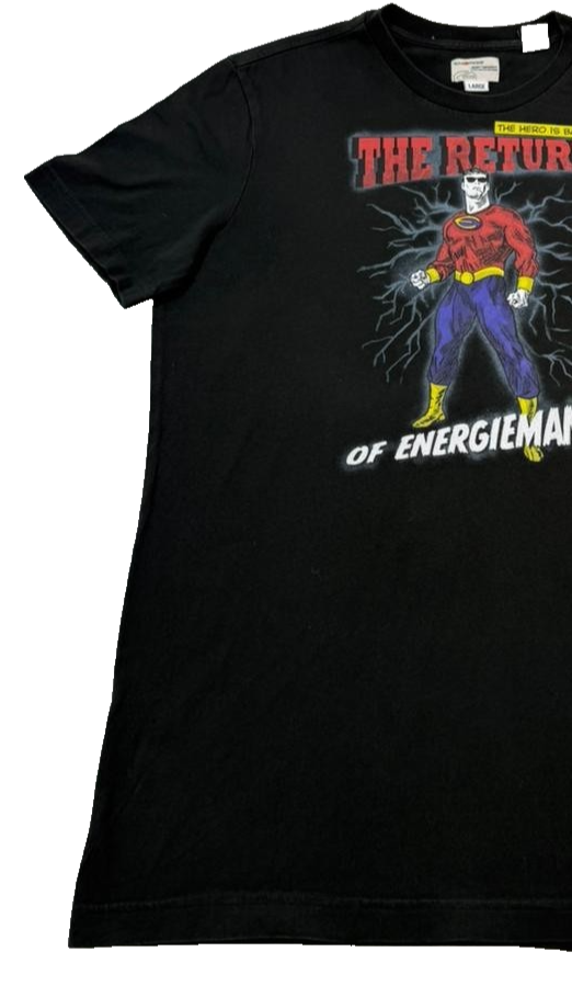Energize Men's Black The Return Of Energieman Graphic Crewneck T-Shirt Size L