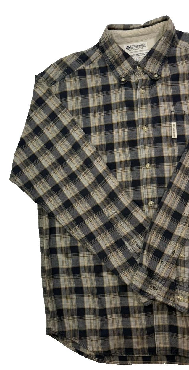 Columbia Men's Long-Sleeve Button-Up Plaid Shirt In A Brown And Beige - Size M
